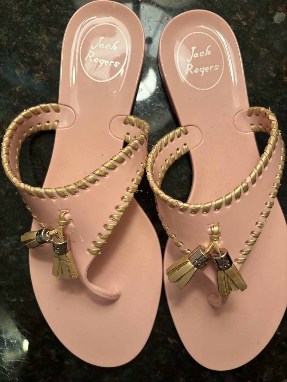 Jack Rogers Pink Jelly Tassel Thong Sandals